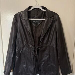 Me Jane Women's Large Dark Brown Faux Leather Jacket